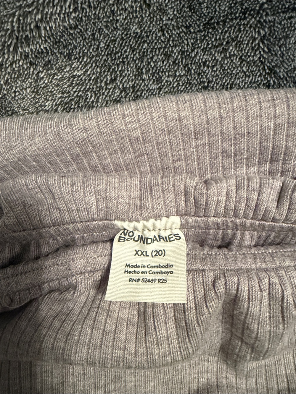 No Boundaries Light Gray Off-Shoulder Ribbed Top - Picture 2 of 4